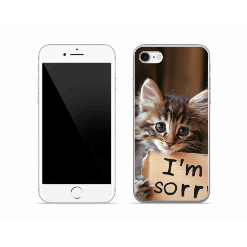 Gelový kryt mmCase na iPhone SE (2022) - kočíčí omluva