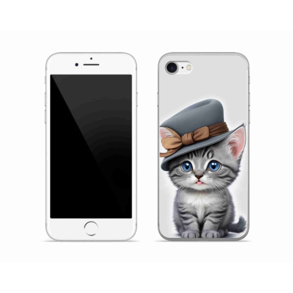 Gelový kryt mmCase na iPhone SE (2022) - kotě s kloboukem