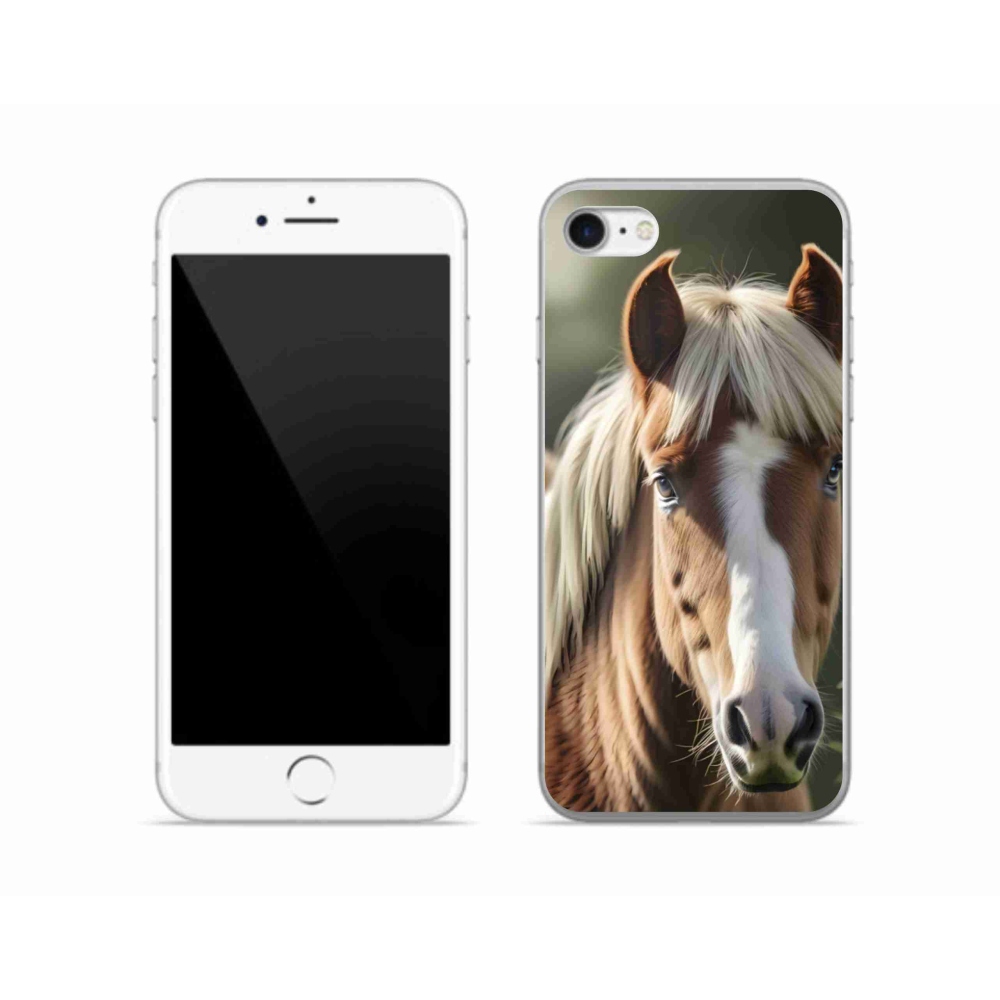 Gelový kryt mmCase na iPhone SE (2022) - kůň se světlou hřívou