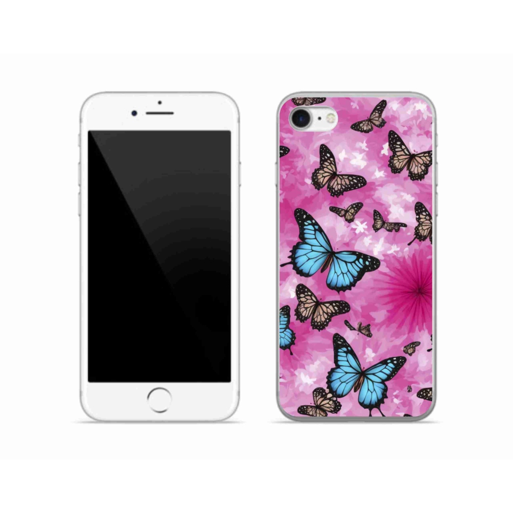 Gelový kryt mmCase na iPhone SE (2022) - motýlí zahrada