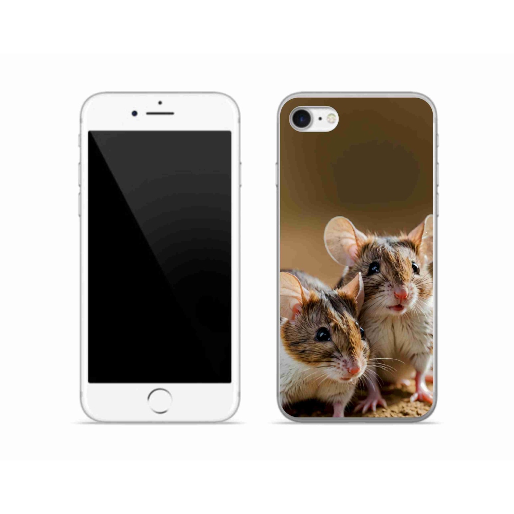 Gelový kryt mmCase na iPhone SE (2022) - myší duo