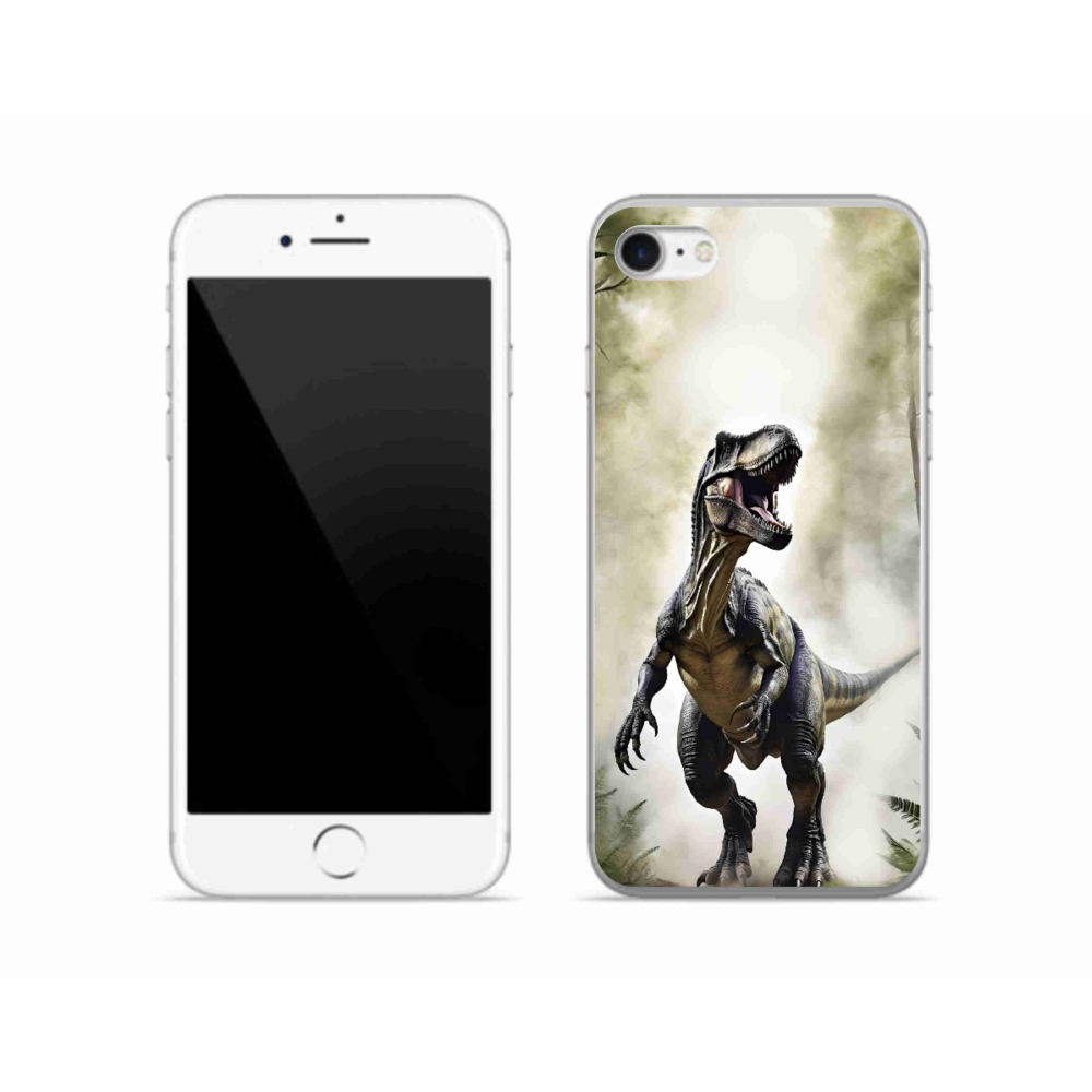 Gelový kryt mmCase na iPhone SE (2022) - naštvaný T-Rex