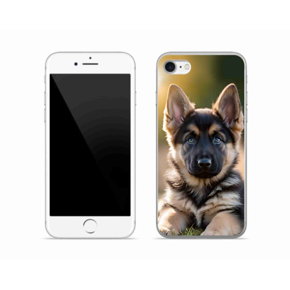 Gelový kryt mmCase na iPhone SE (2022) - německý ovčák v přírodě