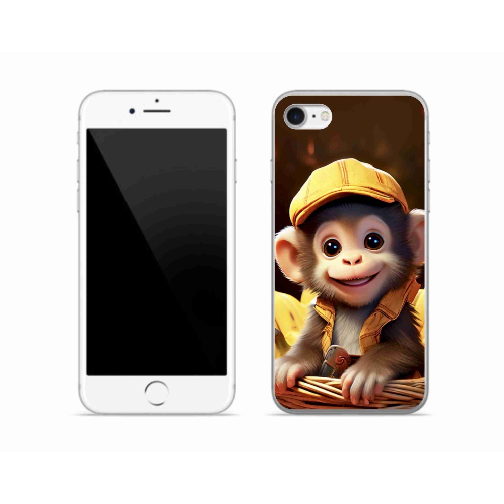 Gelový kryt mmCase na iPhone SE (2022) - opice v košíku