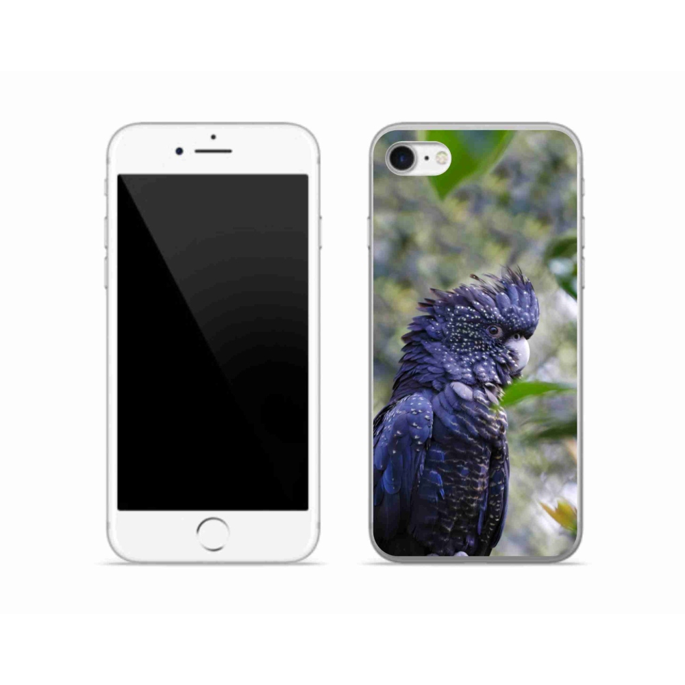 Gelový kryt mmCase na iPhone SE (2022) - papoušek kakadu černý