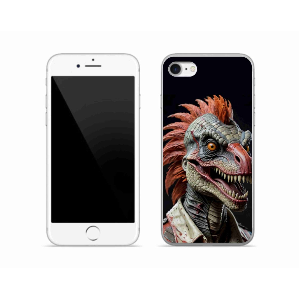 Gelový kryt mmCase na iPhone SE (2022) - punk dinosaurus
