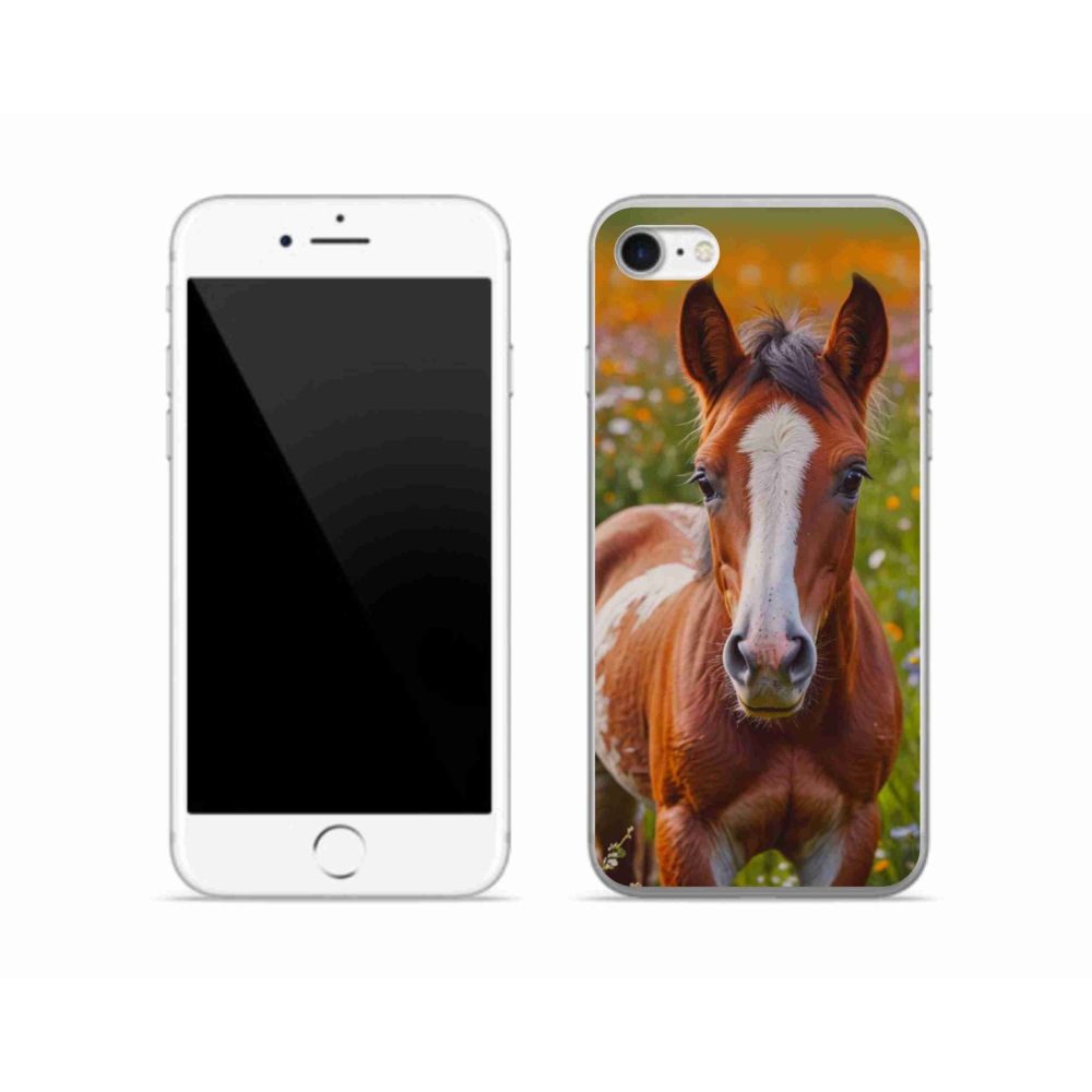 Gelový kryt mmCase na iPhone SE (2022) - roztomilé hříbě