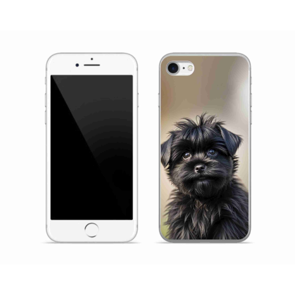 Gelový kryt mmCase na iPhone SE (2022) - roztomilý černý pejsek