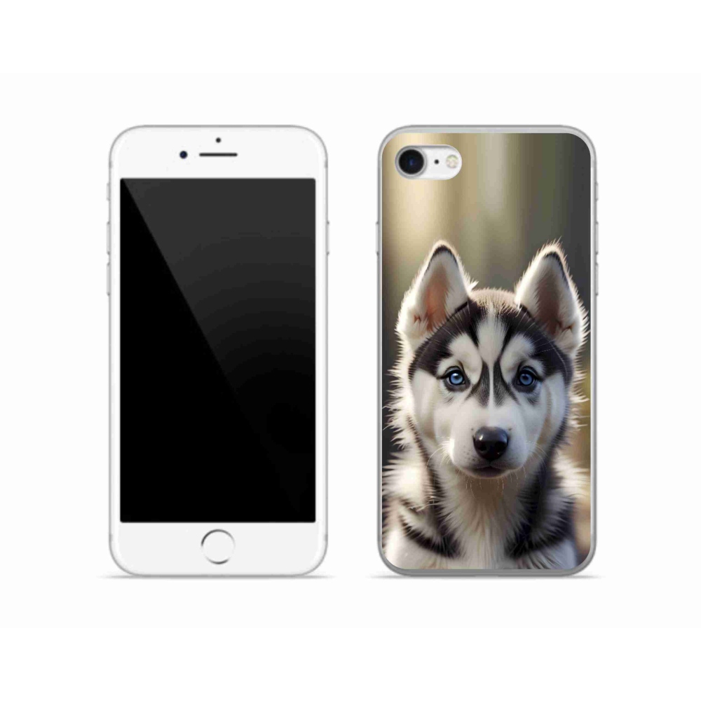 Gelový kryt mmCase na iPhone SE (2022) - roztomilý sibiřský husky