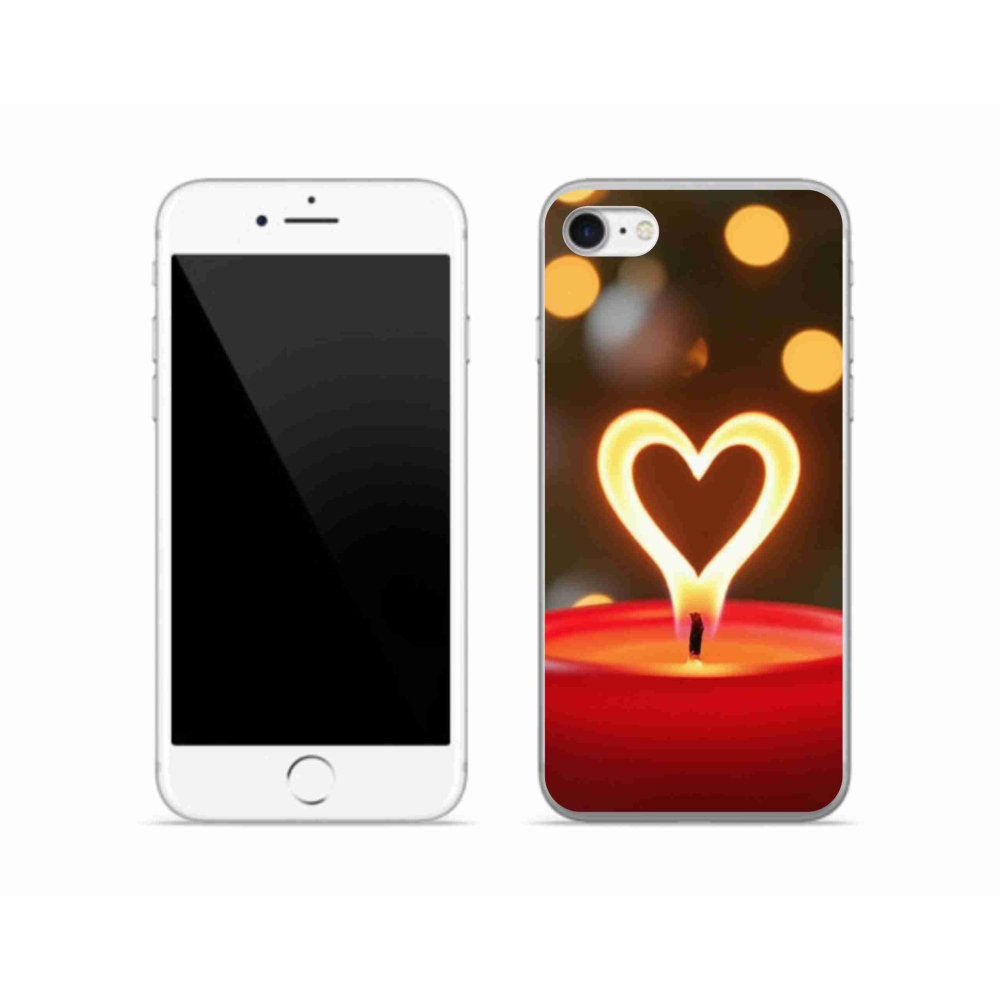 Gelový kryt mmCase na iPhone SE (2022) - srdce z plamene