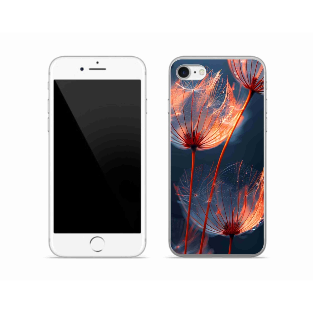 Gelový kryt mmCase na iPhone SE (2022) - světélkující chmýří