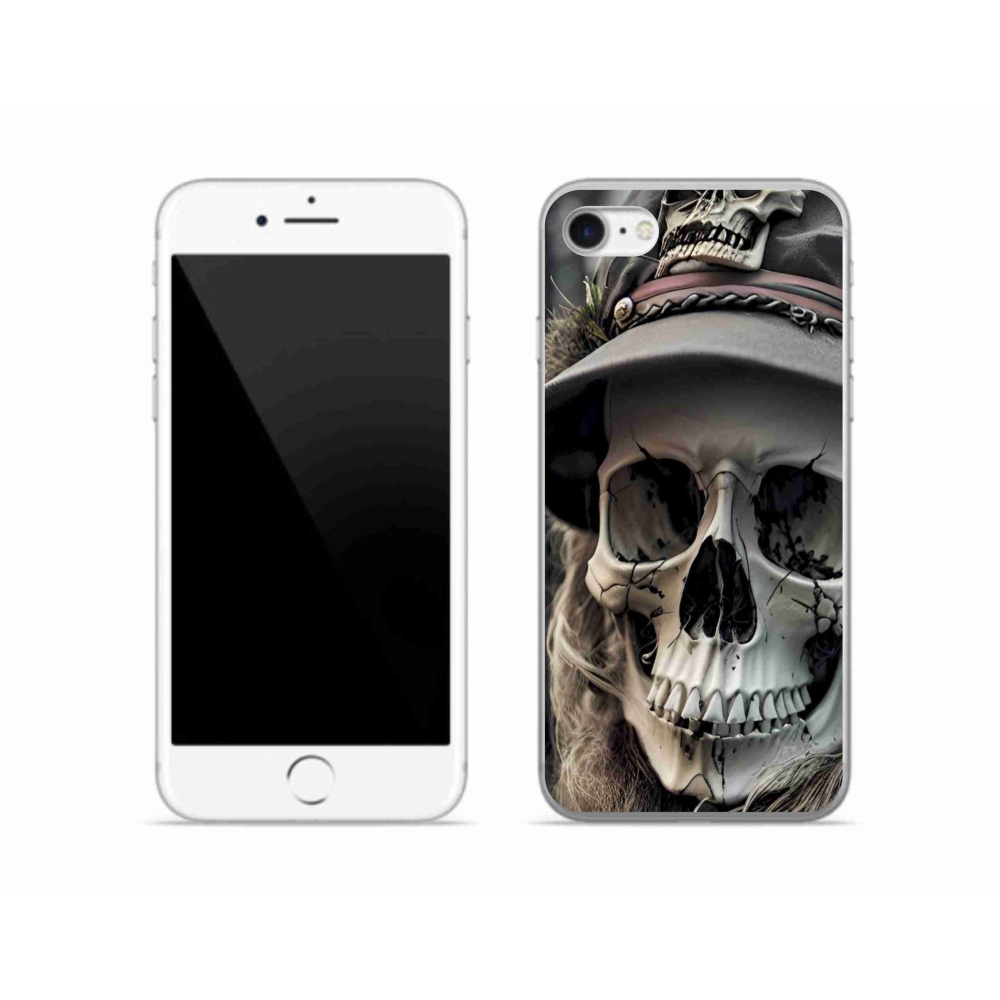 Gelový kryt mmCase na iPhone SE (2022) - temná lebka