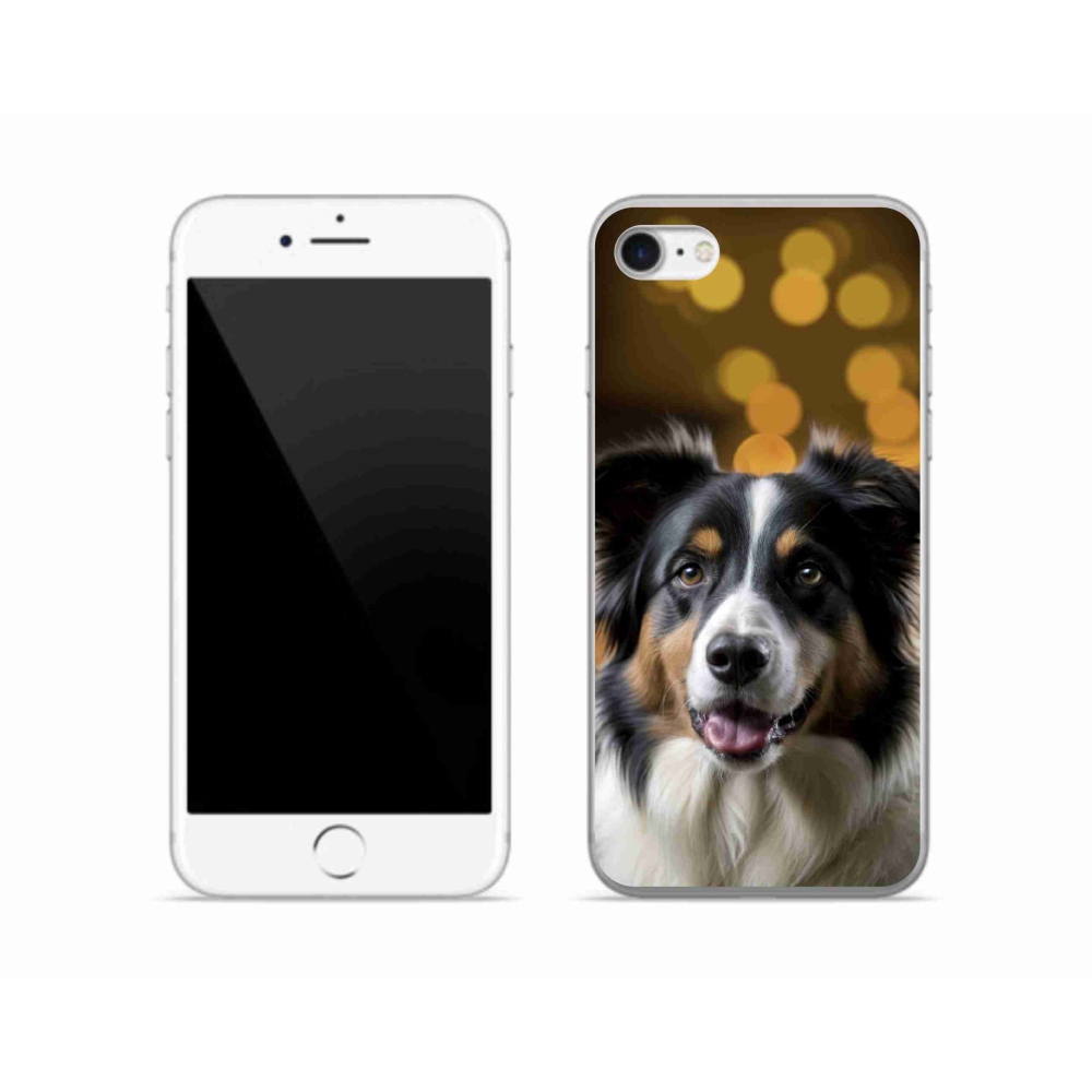 Gelový kryt mmCase na iPhone SE (2022) - usměvavý australský ovčák