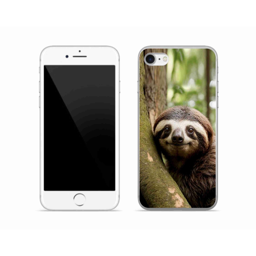 Gelový kryt mmCase na iPhone SE (2022) - usměvavý lenochod