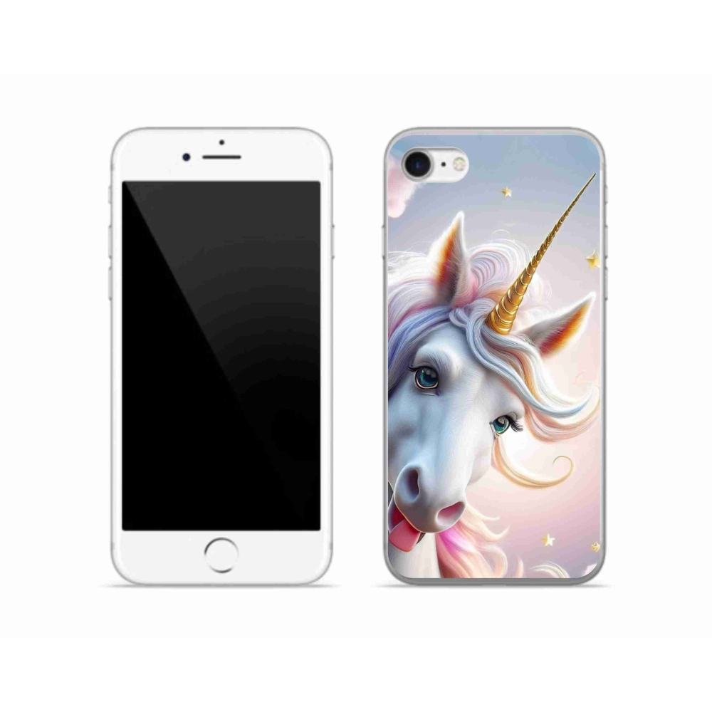 Gelový kryt mmCase na iPhone SE (2022) - veselý jednorožec