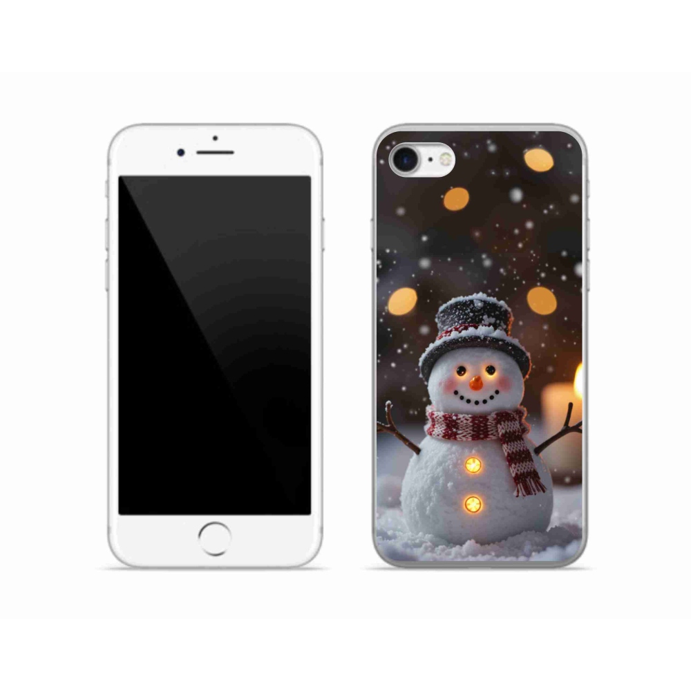 Gelový kryt mmCase na iPhone SE (2022) - veselý sněhulák