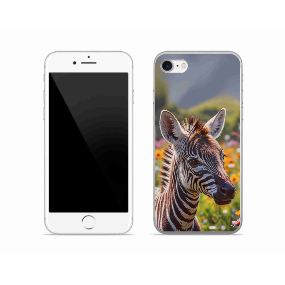 Gelový kryt mmCase na iPhone SE (2022) - zebra na louce