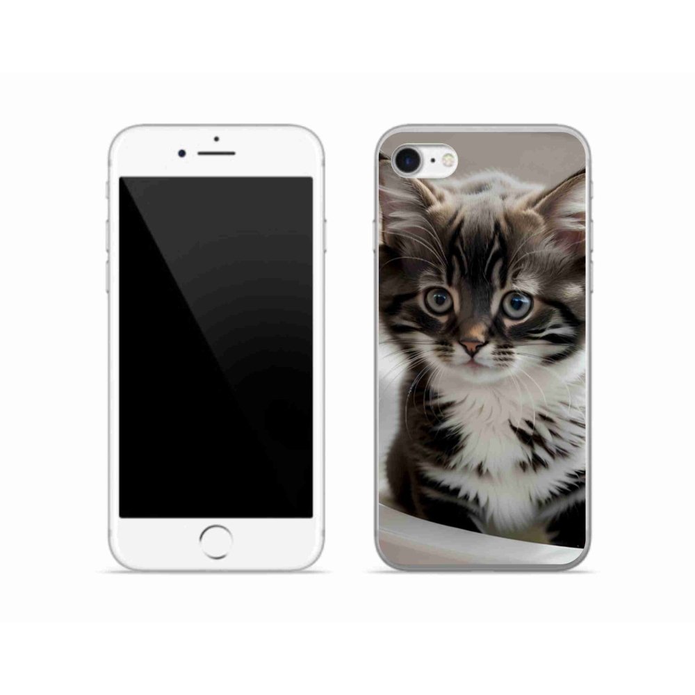 Gelový kryt mmCase na iPhone SE (2022) - zvědavé kotě