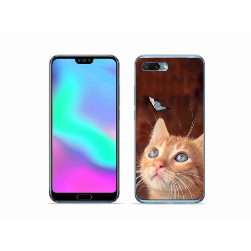 Gelový kryt mmCase na mobil Honor 10 - motýl a kotě