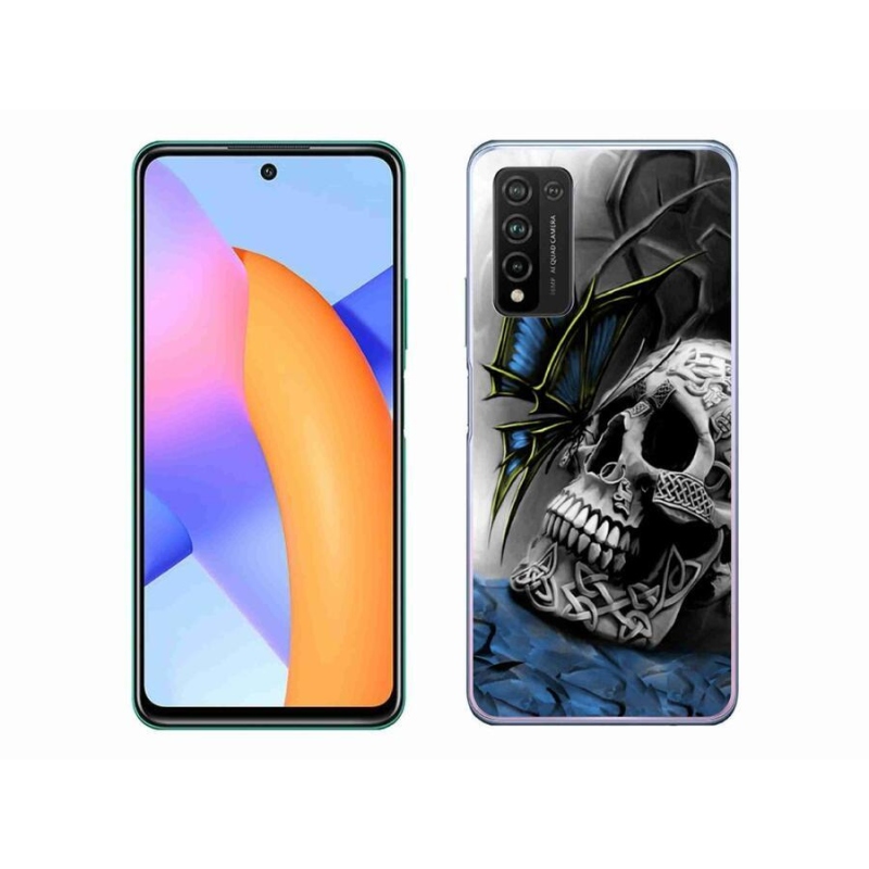 Gelový kryt mmCase na mobil Honor 10X Lite - motýl a lebka