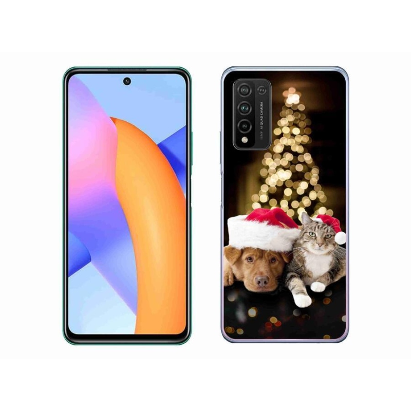 Gelový kryt mmCase na mobil Honor 10X Lite - vánoční pes a kočka