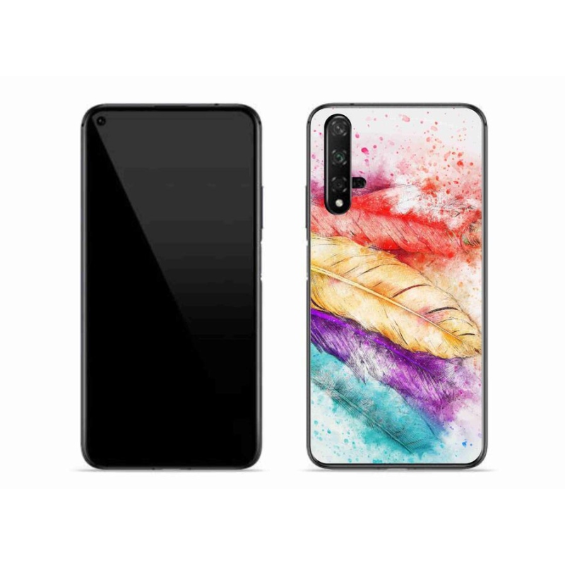 Gelový kryt mmCase na mobil Honor 20 - barevné peří