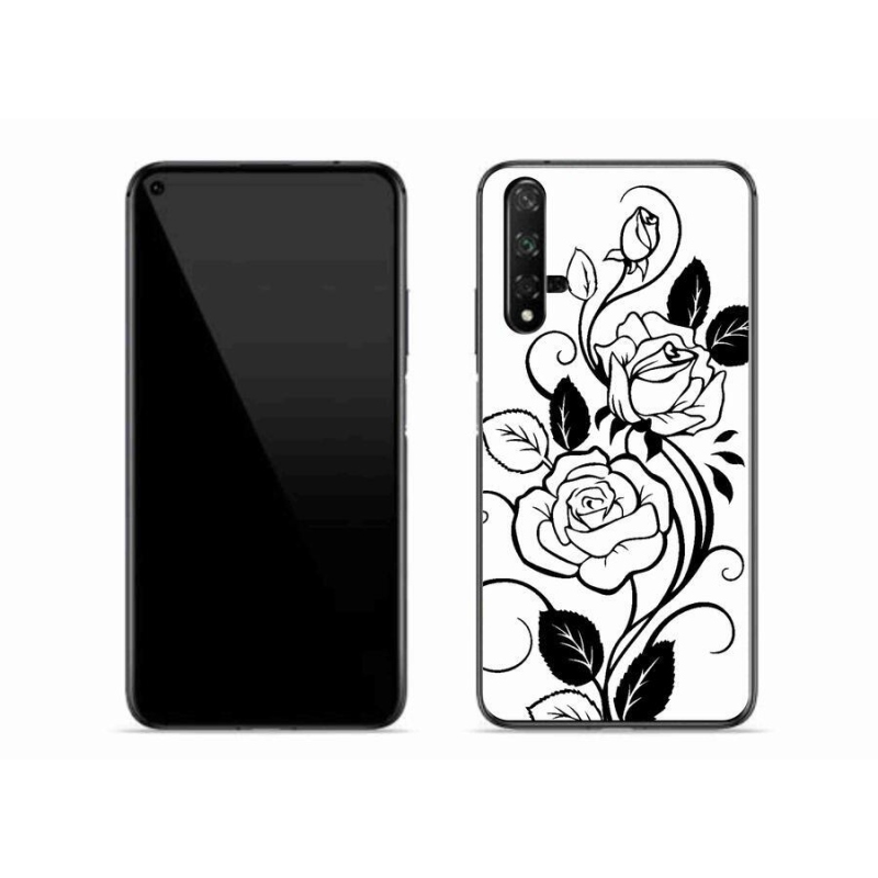 Gelový kryt mmCase na mobil Honor 20 - černobílá růže