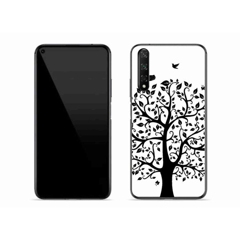 Gelový kryt mmCase na mobil Honor 20 - černobílý strom