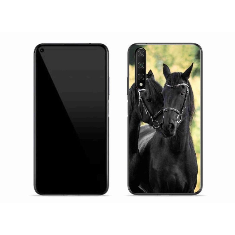 Gelový kryt mmCase na mobil Honor 20 - dva černí koně