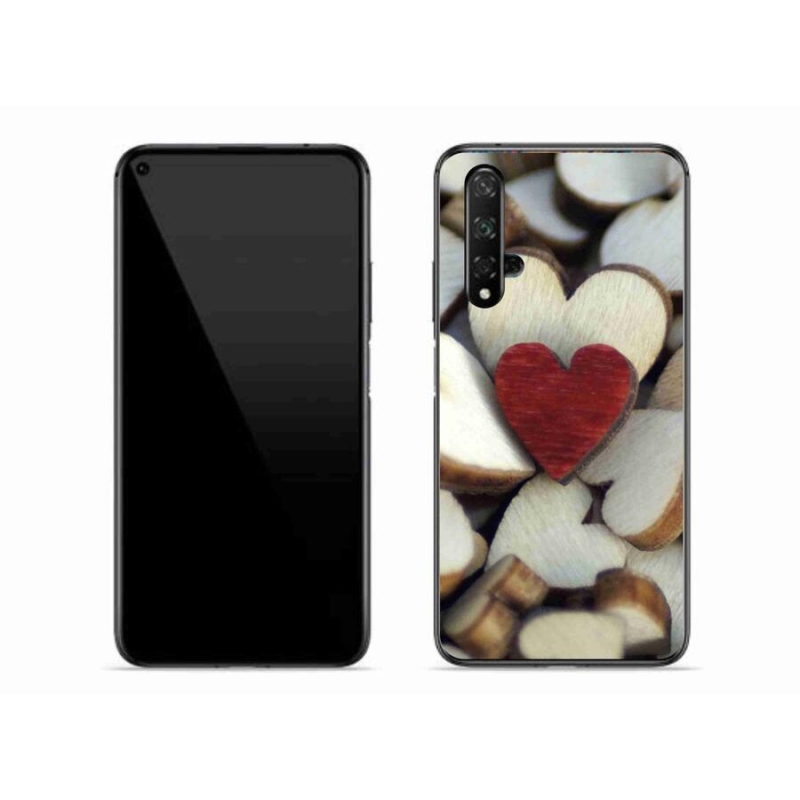 Gelový kryt mmCase na mobil Honor 20 - gravírované červené srdce
