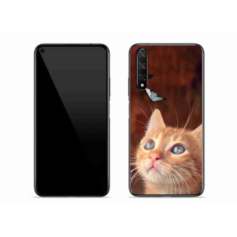 Gelový kryt mmCase na mobil Honor 20 - motýl a kotě