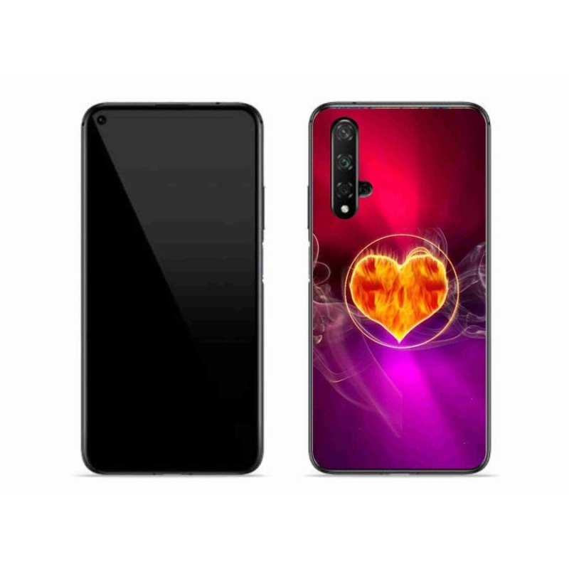 Gelový kryt mmCase na mobil Honor 20 - ohnivé srdce
