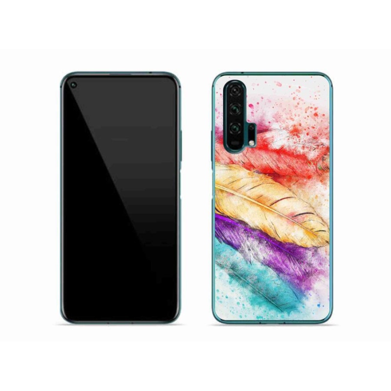 Gelový kryt mmCase na mobil Honor 20 Pro - barevné peří