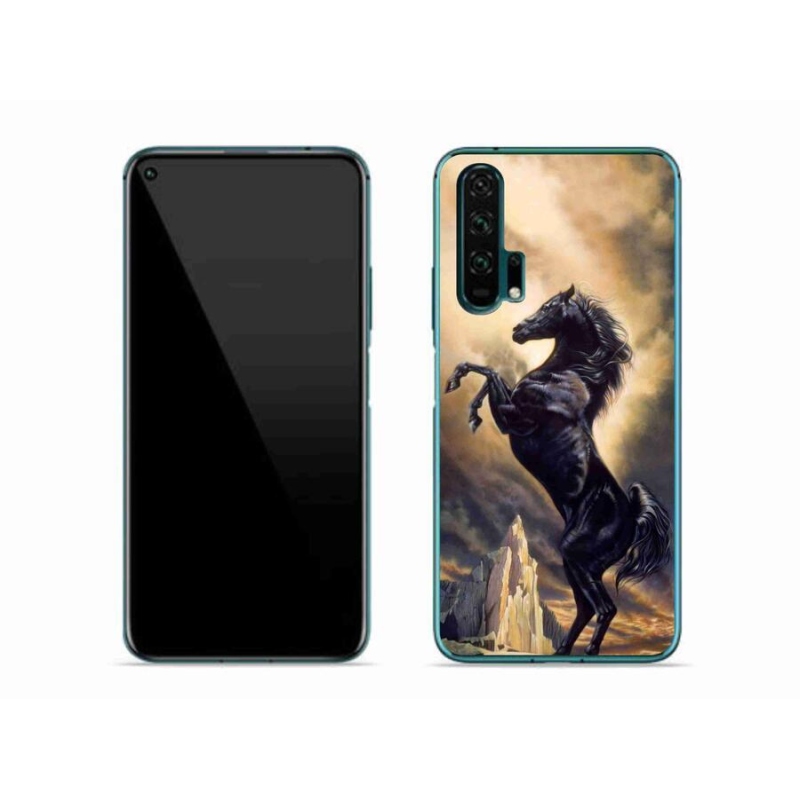 Gelový kryt mmCase na mobil Honor 20 Pro - černý kreslený kůň