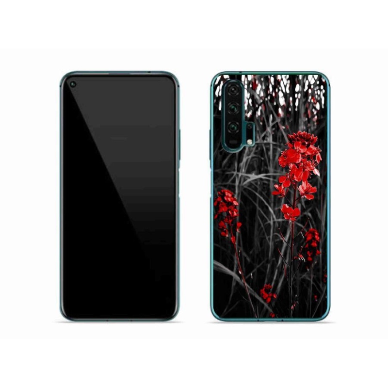 Gelový kryt mmCase na mobil Honor 20 Pro - červená rostlina