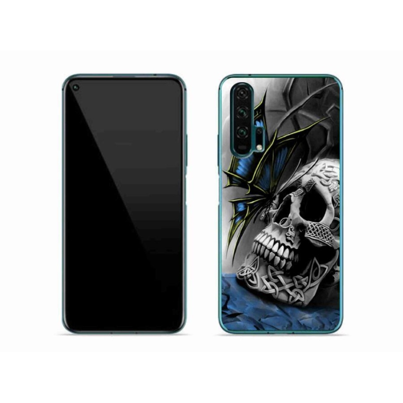 Gelový kryt mmCase na mobil Honor 20 Pro - motýl a lebka