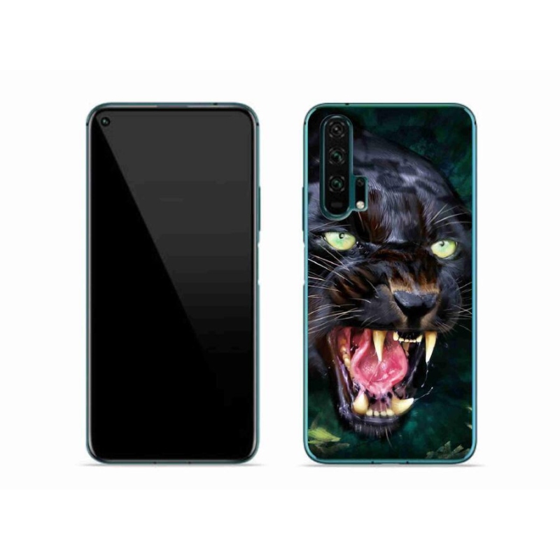 Gelový kryt mmCase na mobil Honor 20 Pro - rozzuřený černý panter