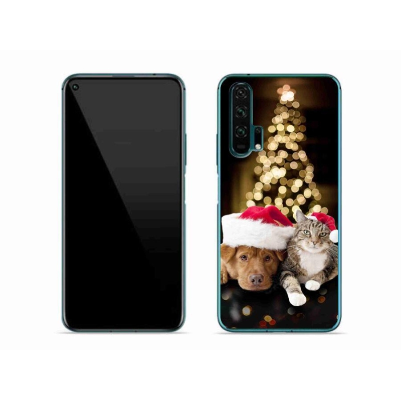 Gelový kryt mmCase na mobil Honor 20 Pro - vánoční pes a kočka