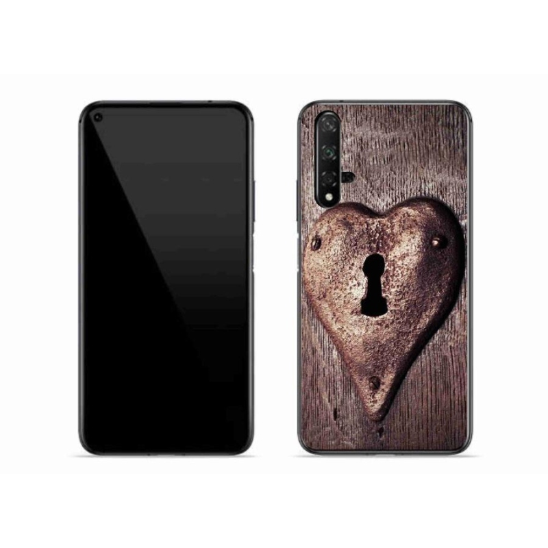 Gelový kryt mmCase na mobil Honor 20 - zámek ve tvaru srdce