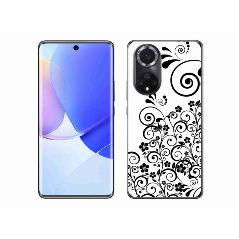 Gelový kryt mmCase na mobil Honor 50 - černobílé květinové vzory