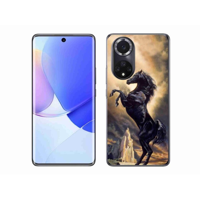 Gelový kryt mmCase na mobil Honor 50 - černý kreslený kůň