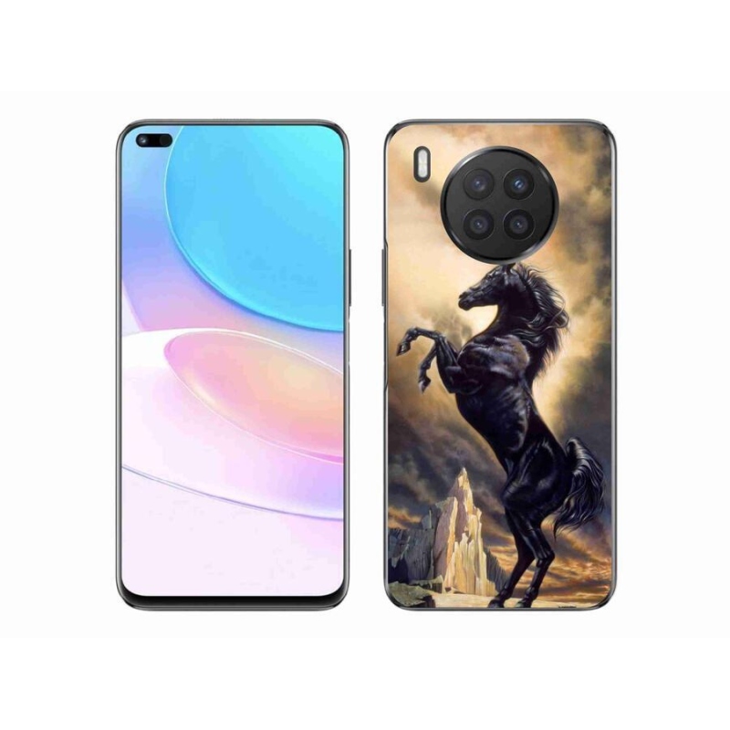 Gelový kryt mmCase na mobil Honor 50 Lite - černý kreslený kůň