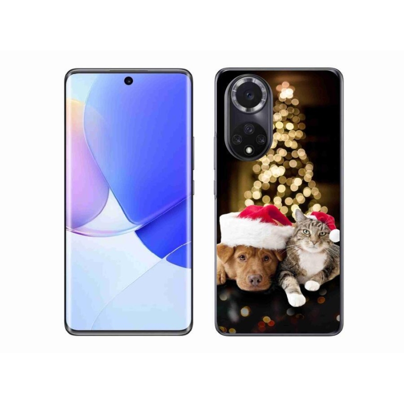 Gelový kryt mmCase na mobil Honor 50 - vánoční pes a kočka