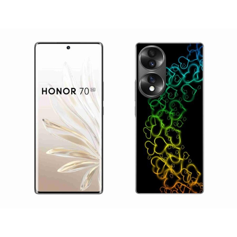 Gelový kryt mmCase na mobil Honor 70 - barevná srdíčka