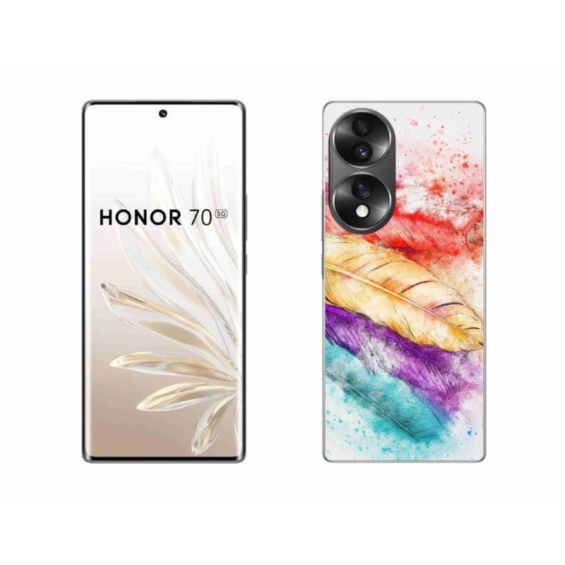 Gelový kryt mmCase na mobil Honor 70 - barevné peří