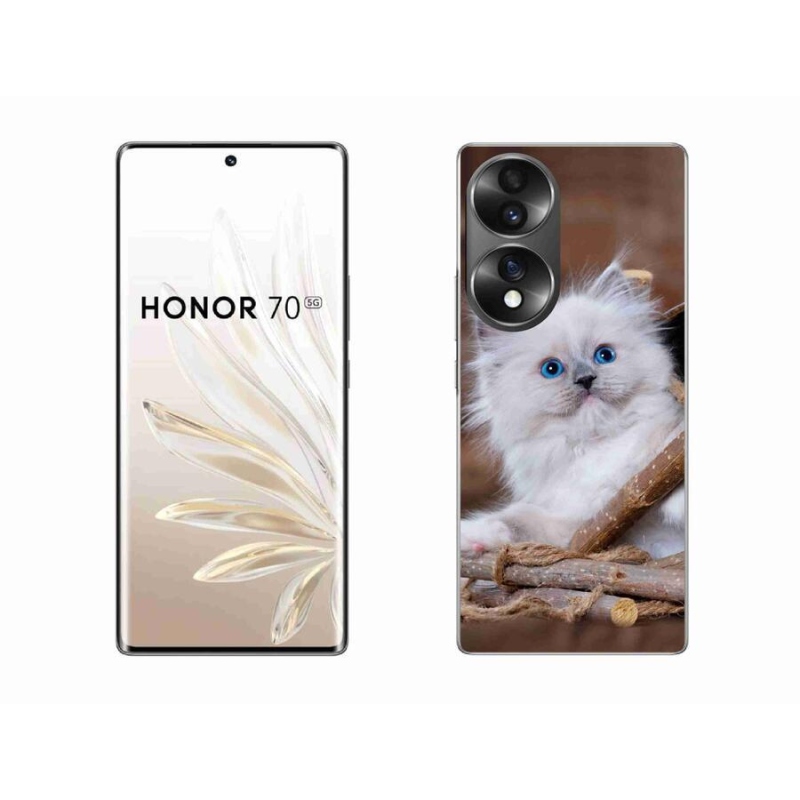 Gelový kryt mmCase na mobil Honor 70 - bílé kotě