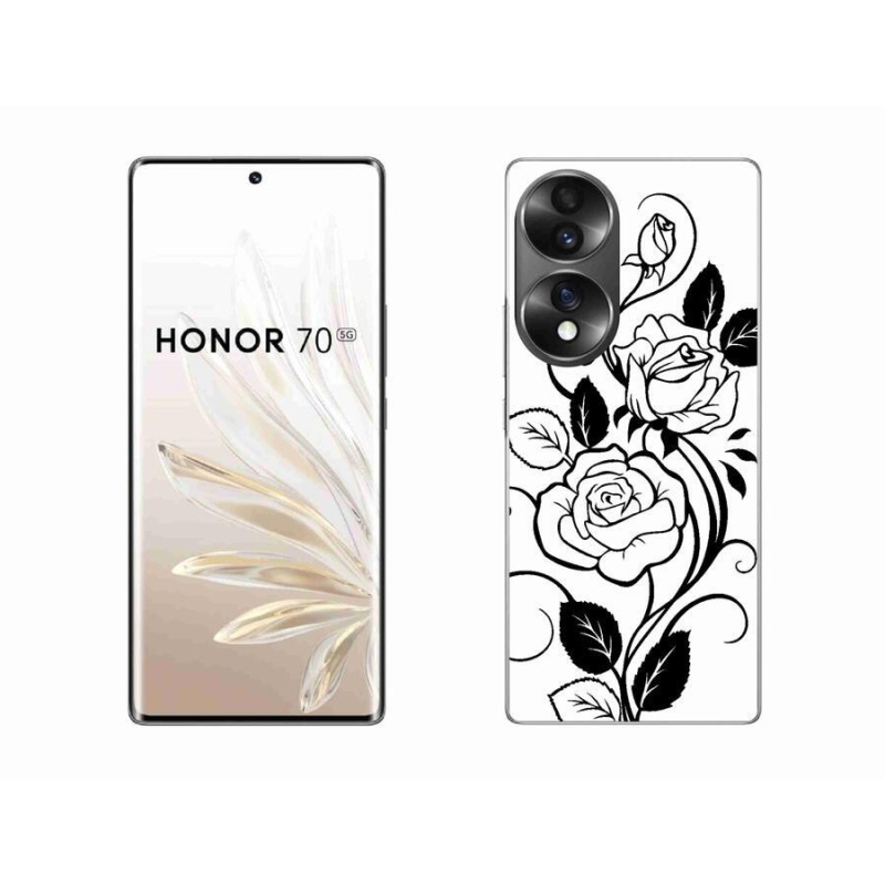 Gelový kryt mmCase na mobil Honor 70 - černobílá růže