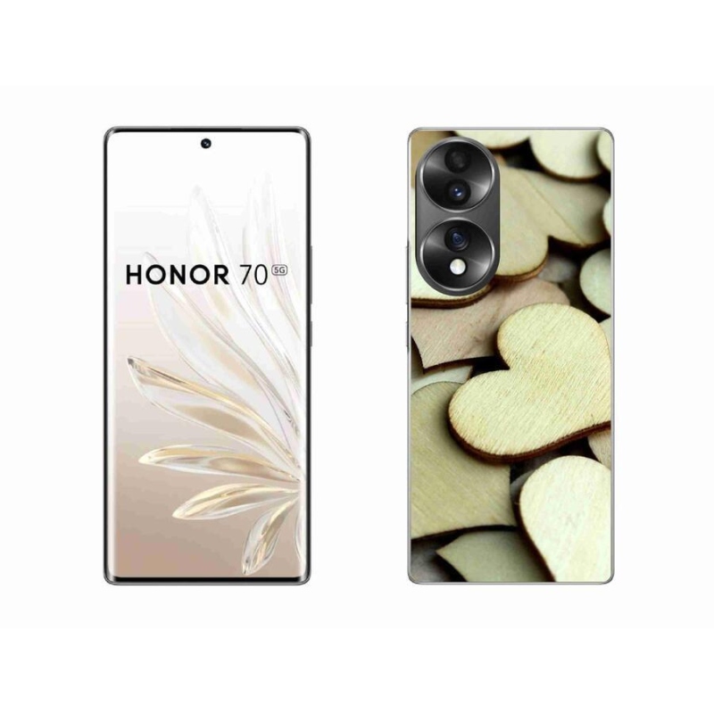 Gelový kryt mmCase na mobil Honor 70 - dřevěná srdíčka
