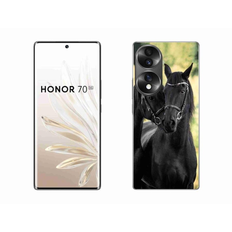 Gelový kryt mmCase na mobil Honor 70 - dva černí koně