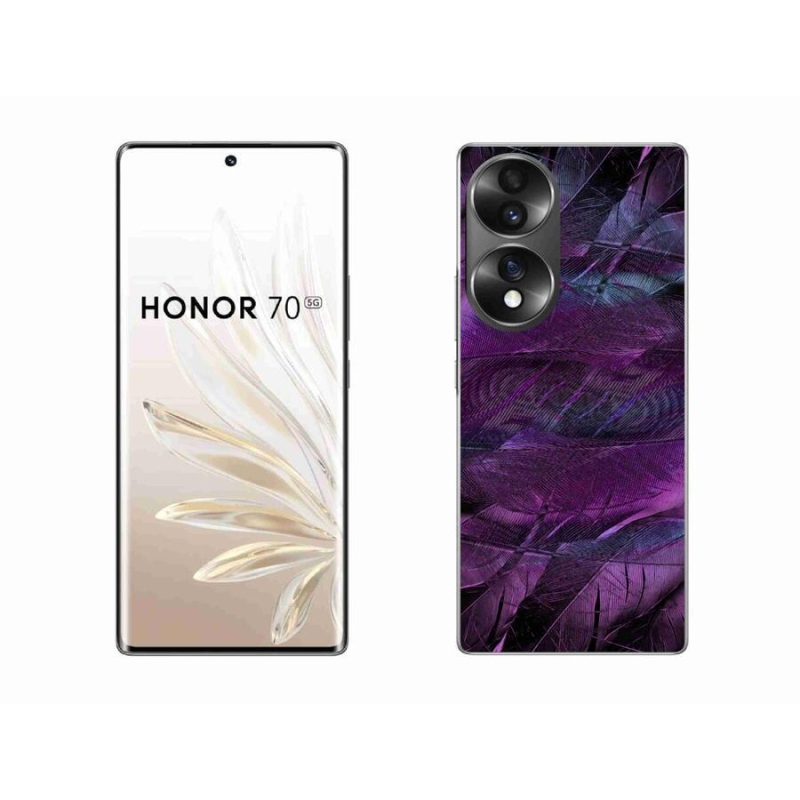Gelový kryt mmCase na mobil Honor 70 - fialová pírka